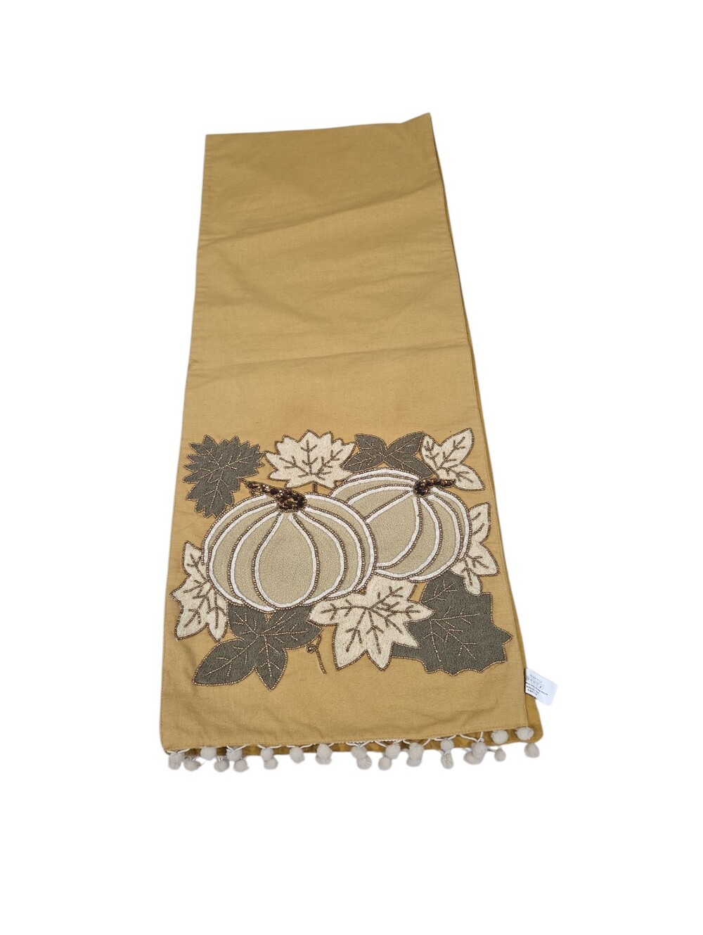 Burton + Burton Pumpkin Table Runner Sequin Beaded Fall Festive Size 14x72